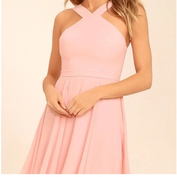 Lulu’s forevermore blush pink skater dress - Picture 1 of 5